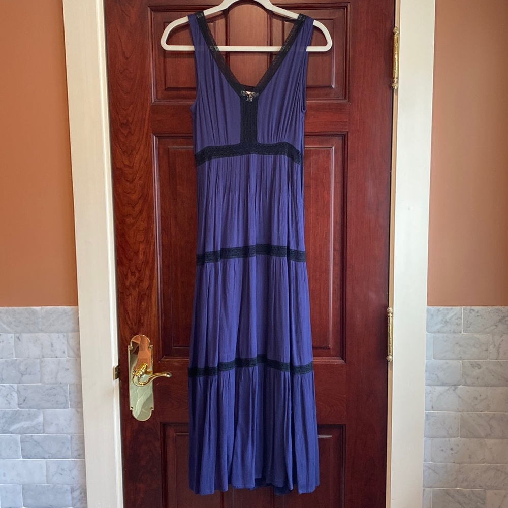 Ella Moss maxi dress blue with black lace